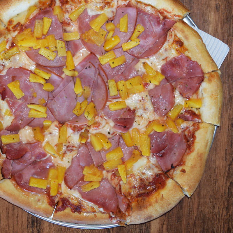 <center></p>
<h2 style="color:#fff;">Gino's Hawaiian Pizza</h2>
<p>  An old favorite made Gino’s way with Canadian Bacon & Pineapple</center>