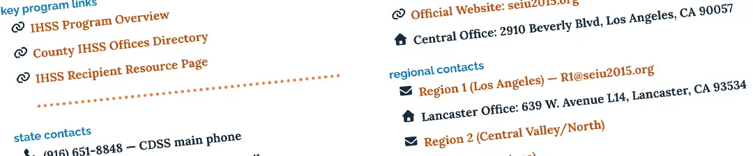 IHSS statewide contact info and union contact info